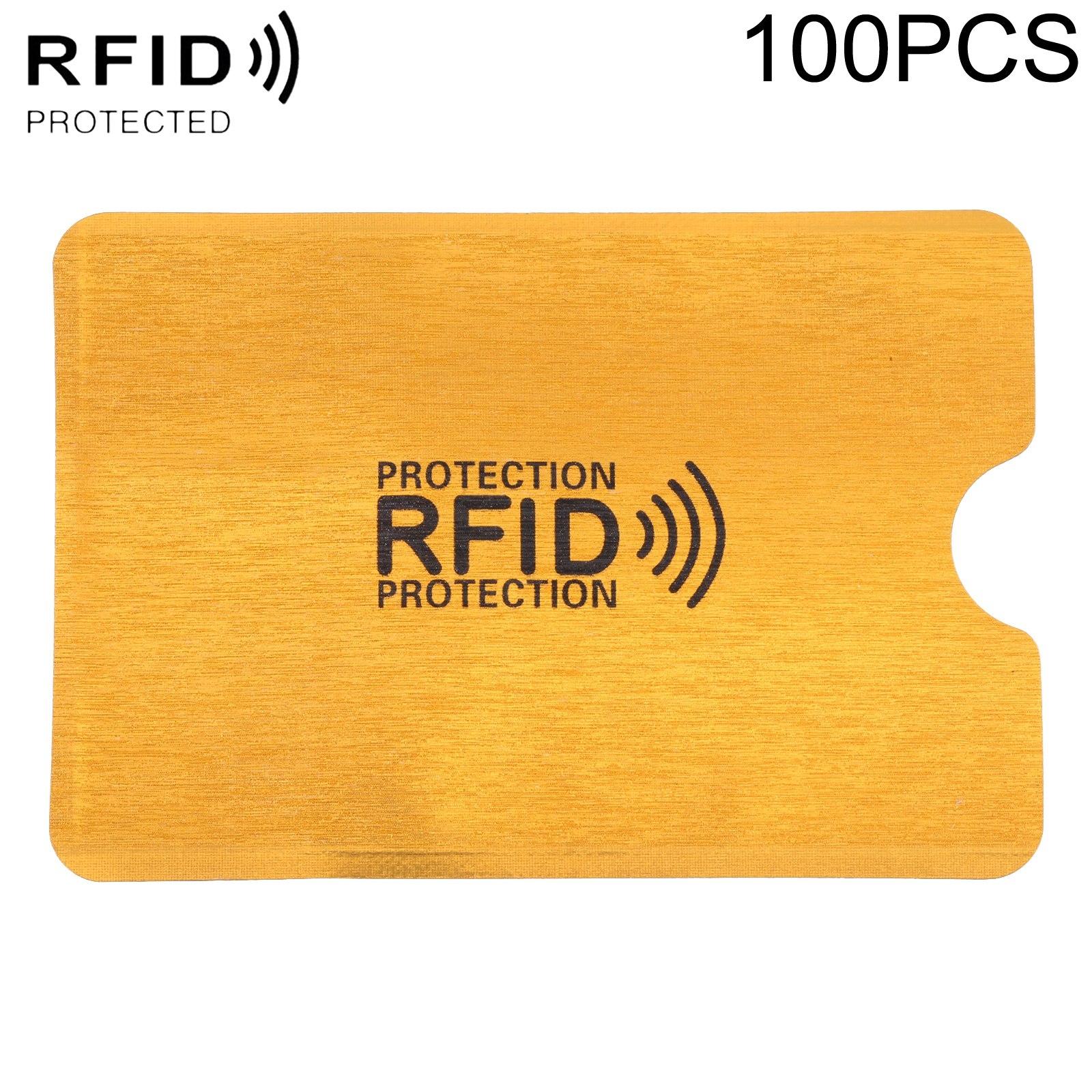 100 Rfid Blocking Aluminum Foil Card Sleeves - Pack - Gold