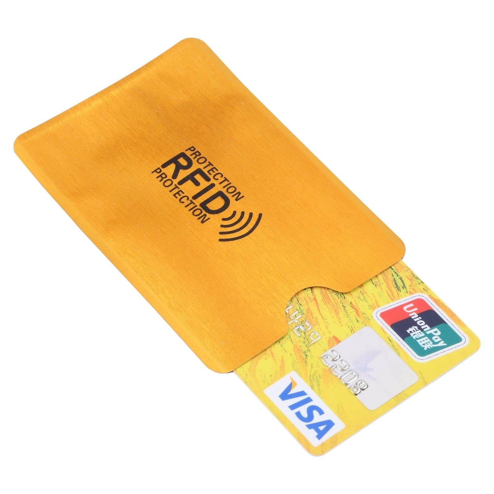 100 Rfid Blocking Aluminum Foil Card Sleeves - Pack - Gold 11