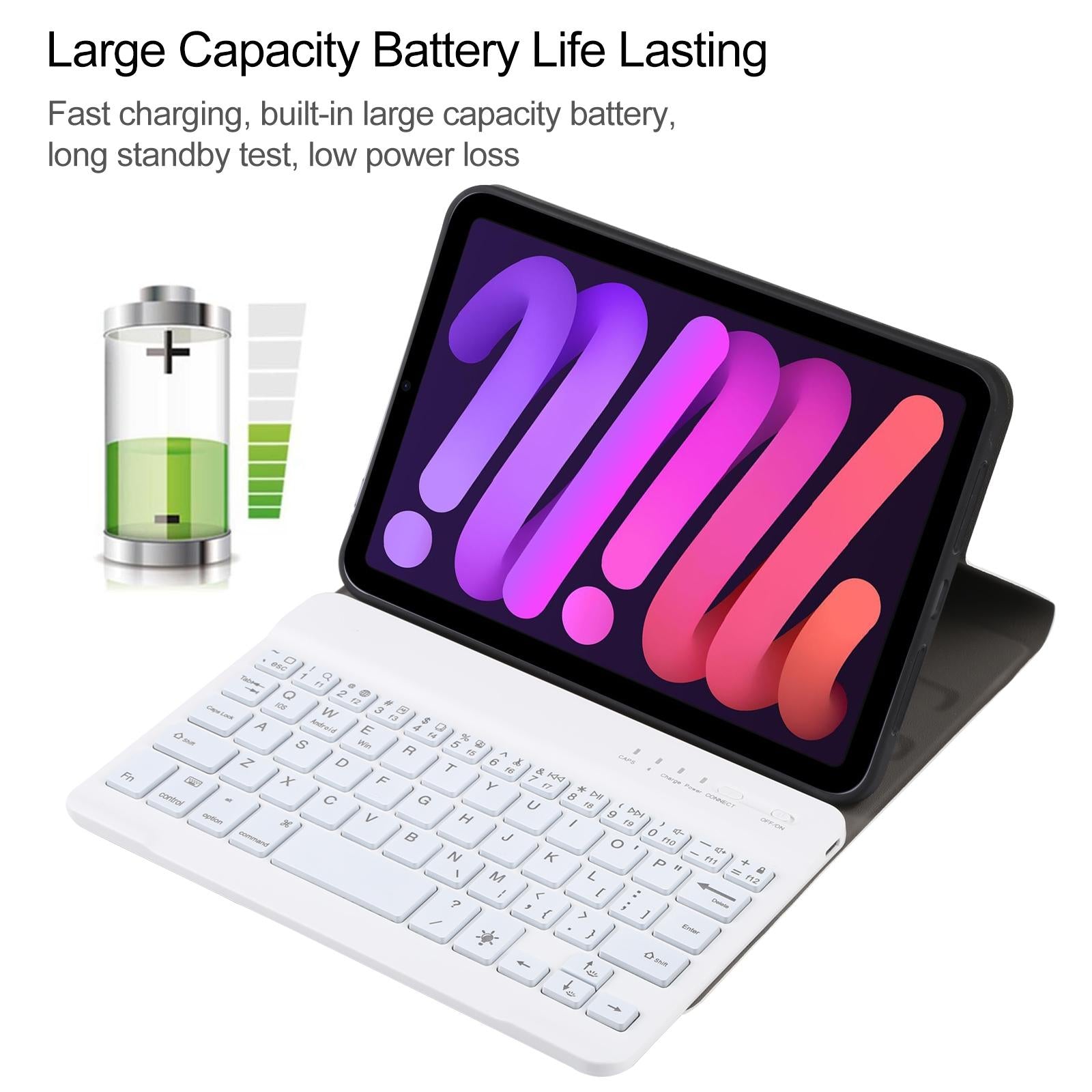 Ultra-Thin Bluetooth Keyboard Leather Case For Ipad Mini 6 With Detachable Lambskin Texture And Stand - Gold 9