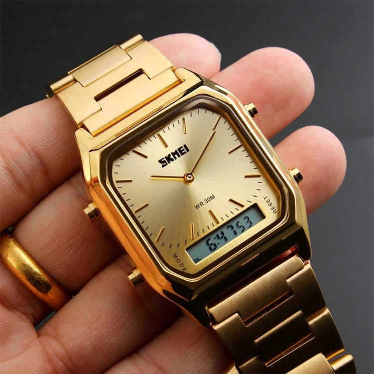 Waterproof Dual Display Men Outdoor Watch - Gold 5