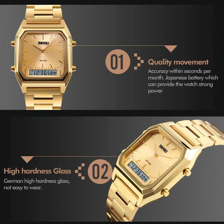 Waterproof Dual Display Men Outdoor Watch - Gold 10