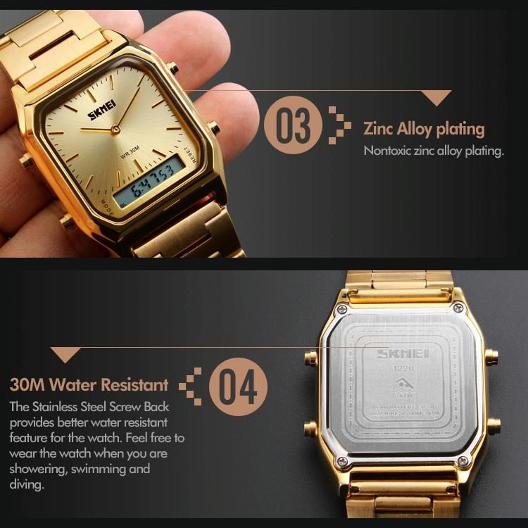 Waterproof Dual Display Men Outdoor Watch - Gold 11