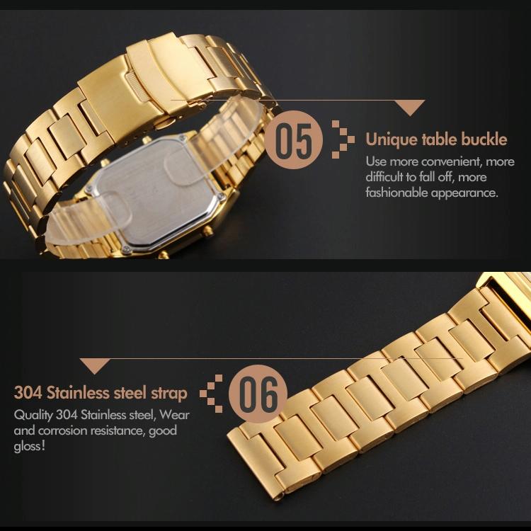 Waterproof Dual Display Men Outdoor Watch - Gold 12