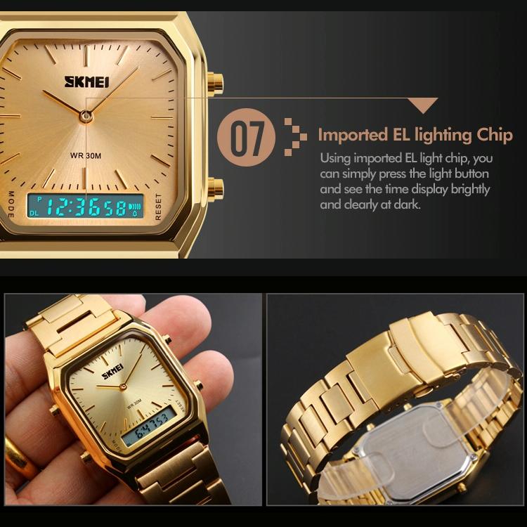 Waterproof Dual Display Men Outdoor Watch - Gold 13