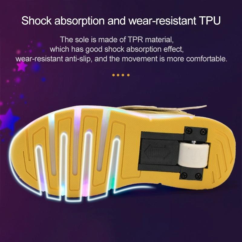 Mesh Surface Led Roller Skates - Single Wheel - Gold 5