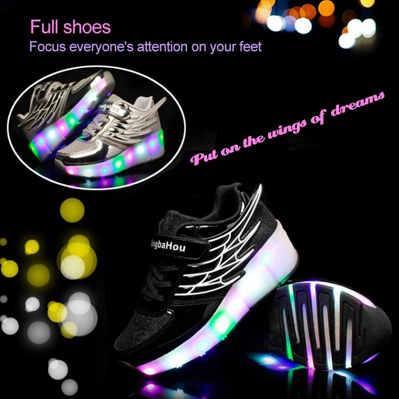 Mesh Surface Led Roller Skates - Single Wheel - Gold 9