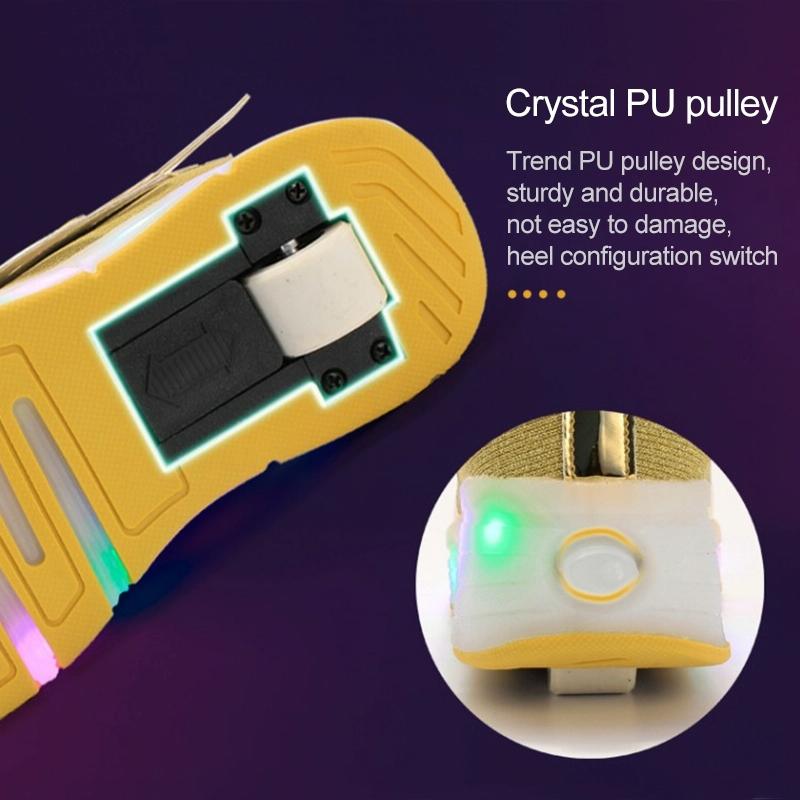 Mesh Surface Led Roller Skates - Single Wheel - Gold 14
