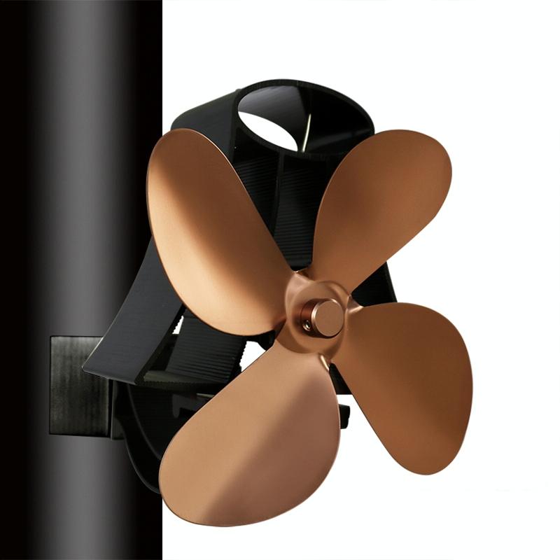 4-blade Heat Powered Fireplace Stove Fan - Aluminum - Gold 12