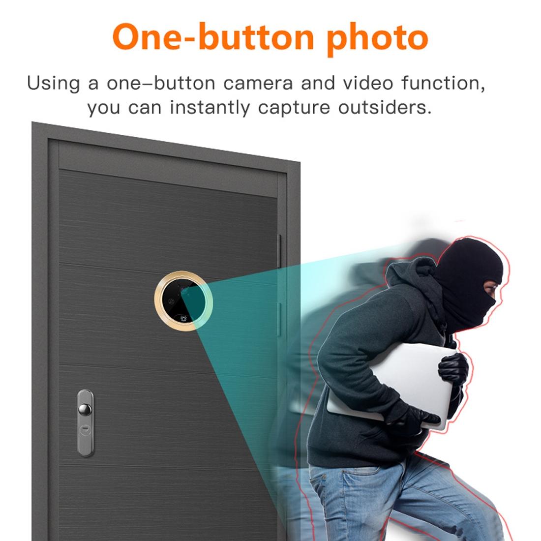 Smart Digital Door Viewer With Motion Detection And Video Alarm - 4.3 Screen - Tf Card Support - Gold 5
