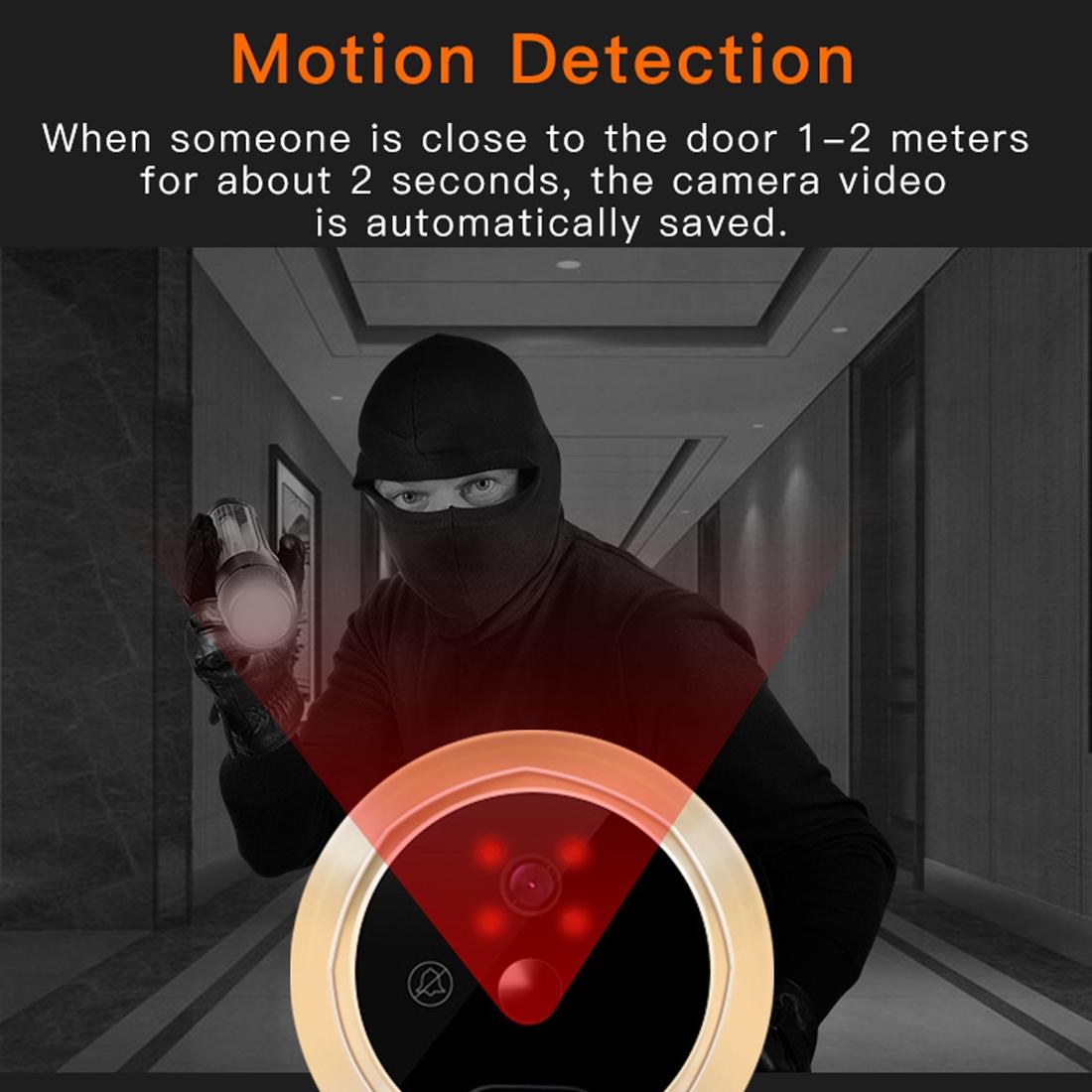 Smart Digital Door Viewer With Motion Detection And Video Alarm - 4.3 Screen - Tf Card Support - Gold 6