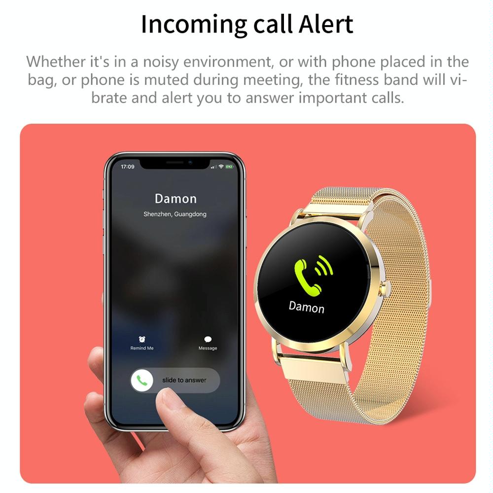 Smart Bracelet With Colour Screen Ip67 Waterproof Call / Heart Rate / Sleep / Sedentary Reminder - Gold 14