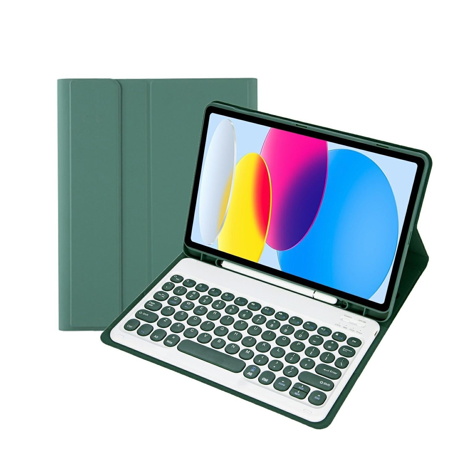 2022 Ipad 10.9 Bluetooth Keyboard Leather Case With Pen Slot - Lambskin Texture - Gold 9
