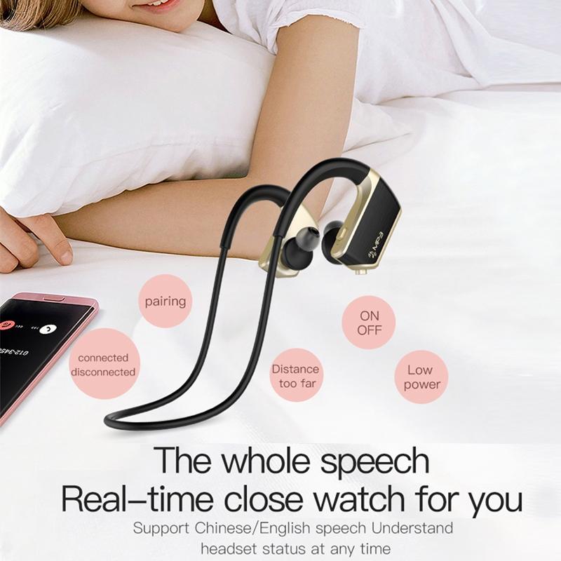 Wireless Sports Bluetooth Earphones - Binaural Hanging Type 5.0 - Gold 11