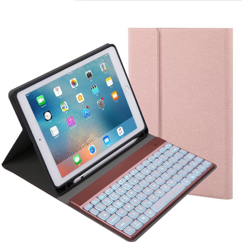 Detachable Bluetooth Keyboard & Leather Tablet Case For Ipad Pro / Air 9.7 With Colourful Backlight & Holder - Champagne Gold 3