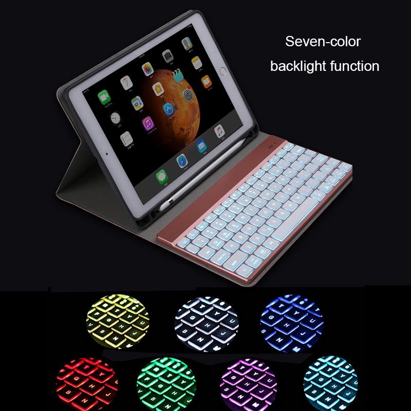 Detachable Bluetooth Keyboard & Leather Tablet Case For Ipad Pro / Air 9.7 With Colourful Backlight & Holder - Champagne Gold 10