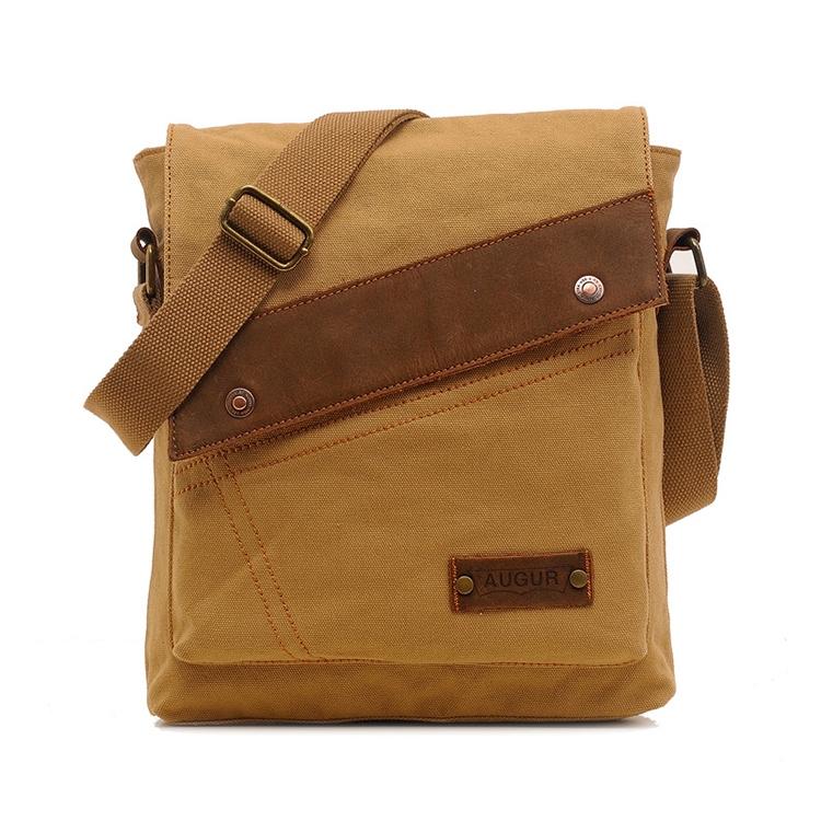 Retro Canvas Vertical Shoulder Messenger Bag Functional & Stylish - Khaki