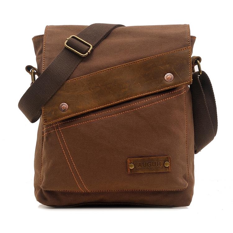 Retro Canvas Vertical Shoulder Messenger Bag Functional & Stylish - Khaki