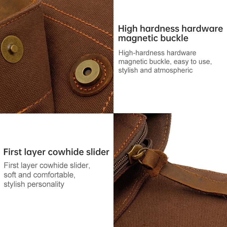 Retro Canvas Vertical Shoulder Messenger Bag Functional & Stylish - Khaki 8