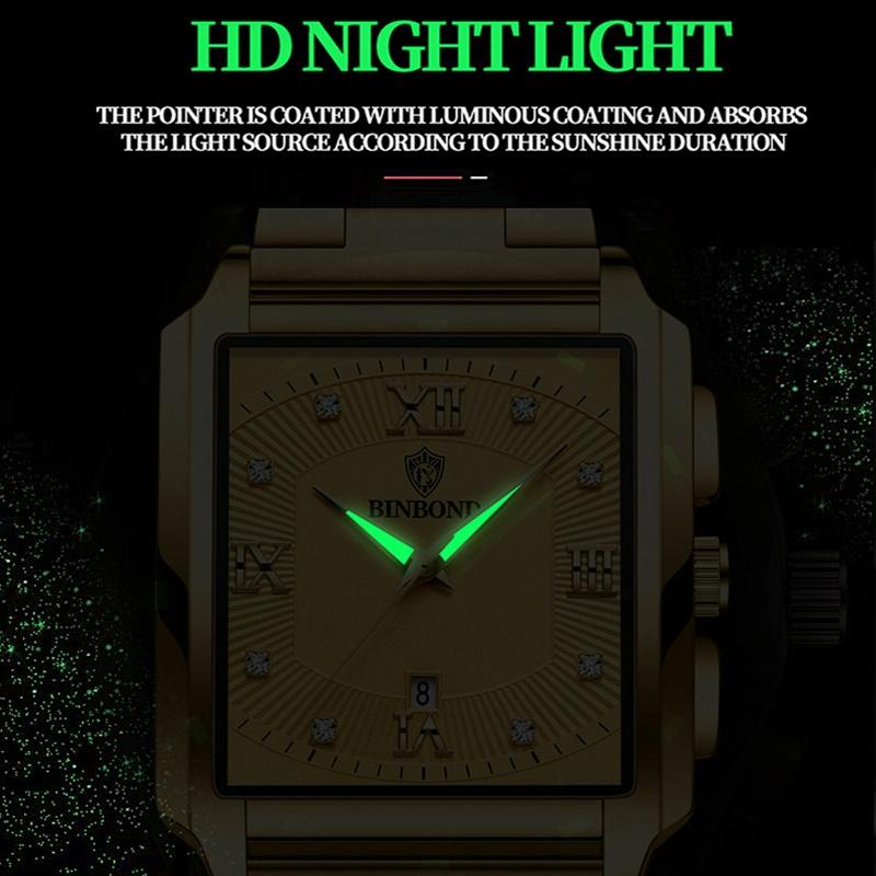 Waterproof Men Quartz Watch - Rectangular Outdoor Design - Brown Leather-White Steel 5