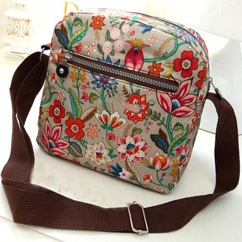 Waterproof Nylon Multilayer Crossbody Bag For Women - Colourful Flower 5