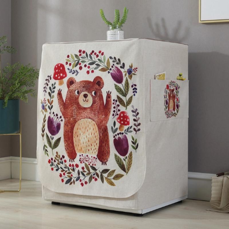 Cartoon Cotton Linen Drum Roller Washing Machine Dust Cover - 83x60x60cm Size - Bike 7