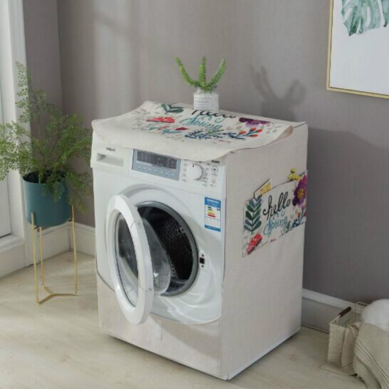 Cartoon Cotton Linen Drum Roller Washing Machine Dust Cover - 83x60x60cm Size - Bike 11