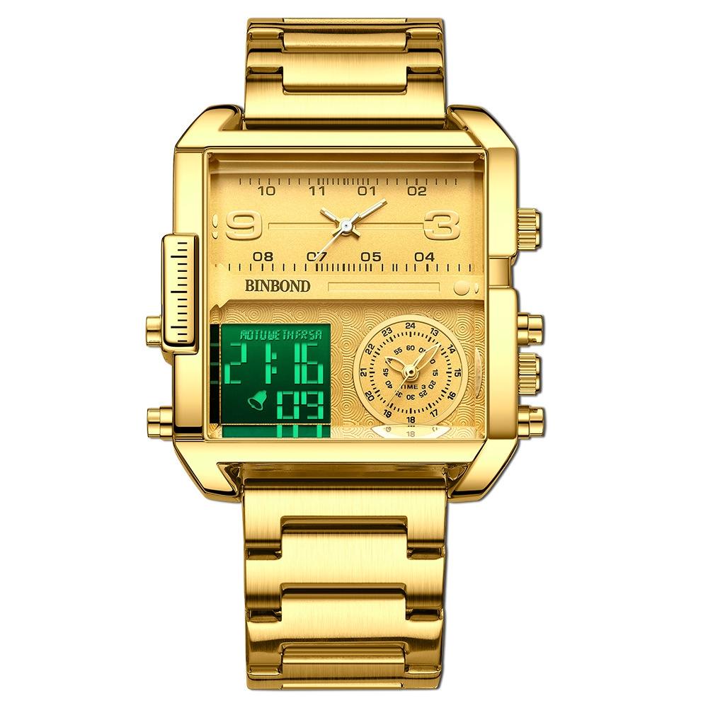 Waterproof Square Multifunctional Sports Quartz Watch - Full-Gold-Gold 12