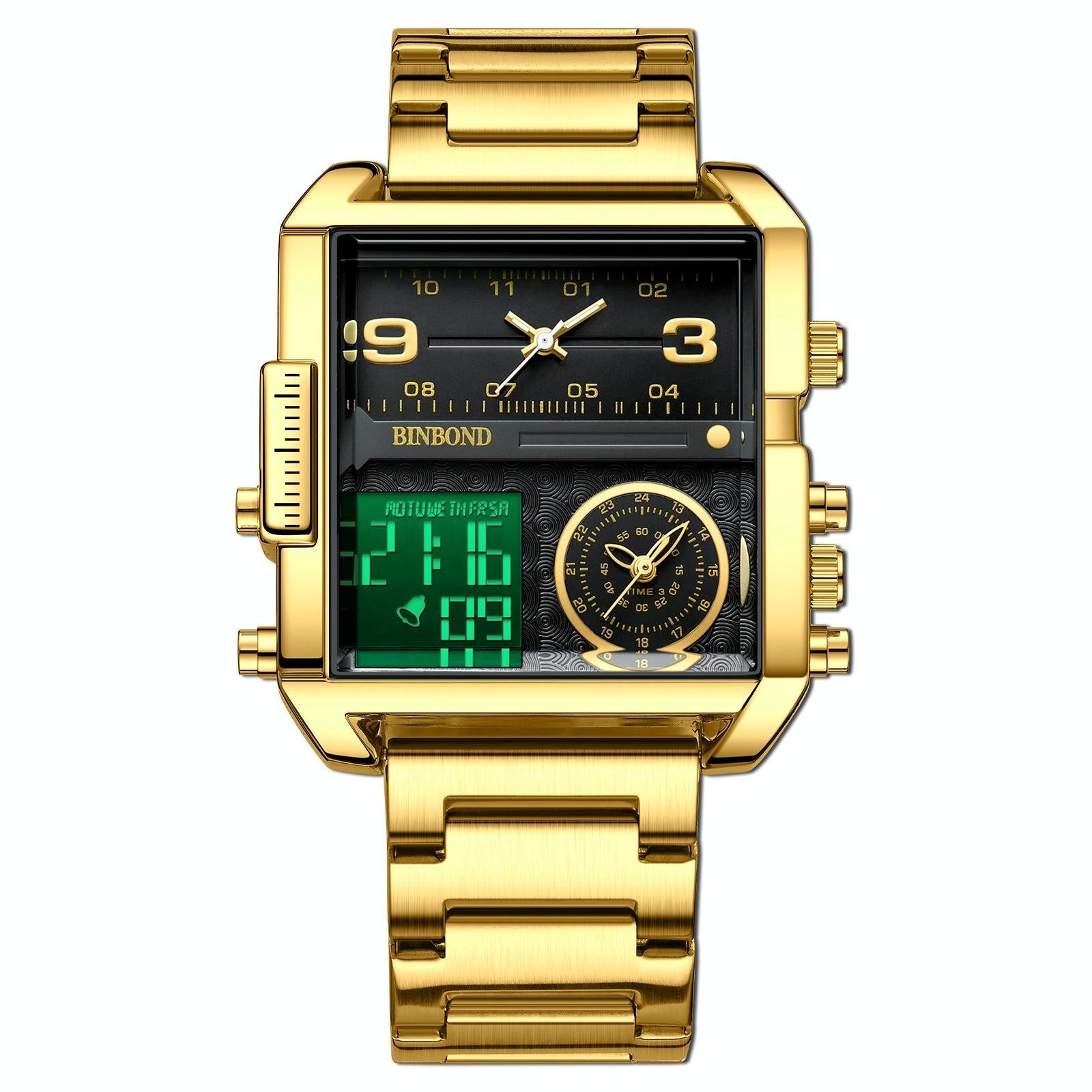 Waterproof Square Multifunctional Sports Quartz Watch - Full-Gold-Gold 15