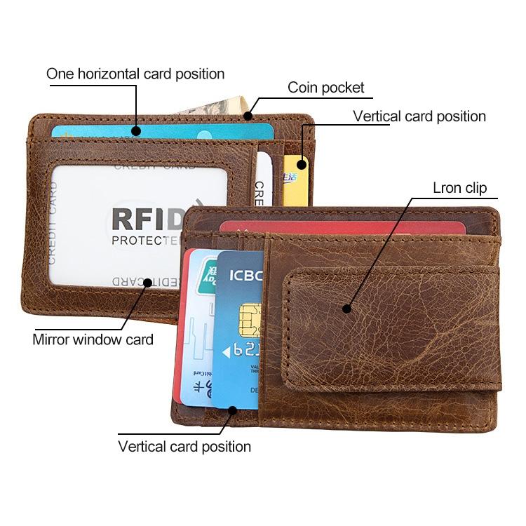 Leather Rfid Card Holder Wallet - Crazy Horse - Blue 7