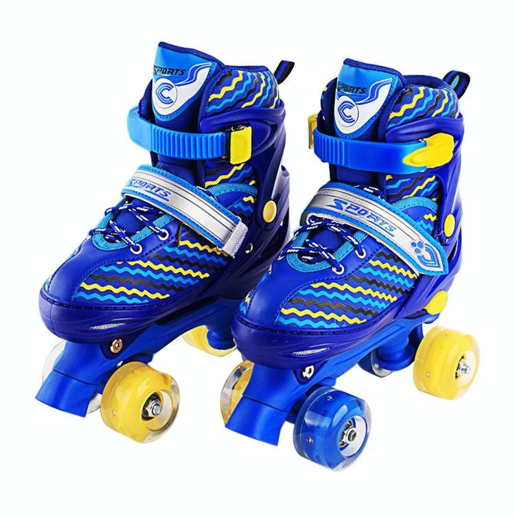 Kids' Double-row Roller Skates - Full-flash White Size m - Blue