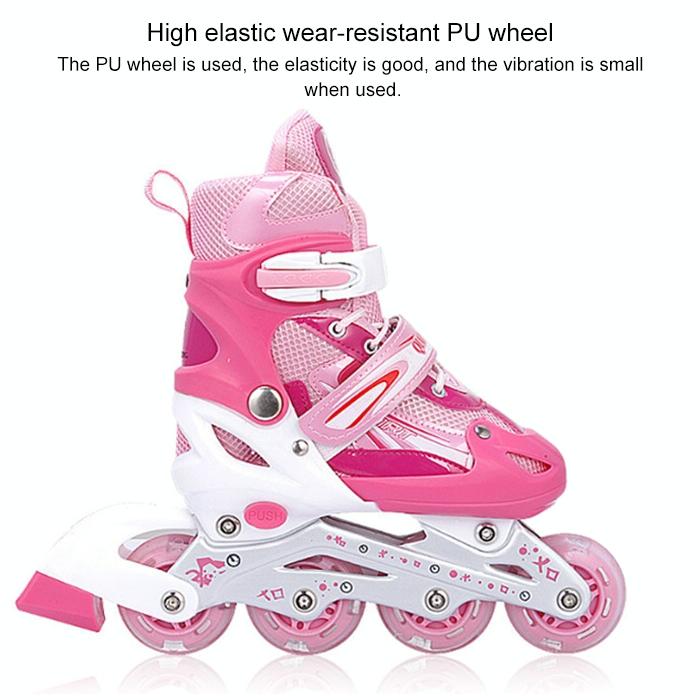 Flash Straight Row Roller Skating Shoes Suit for Children and Adults - Small Size - Blue 5
