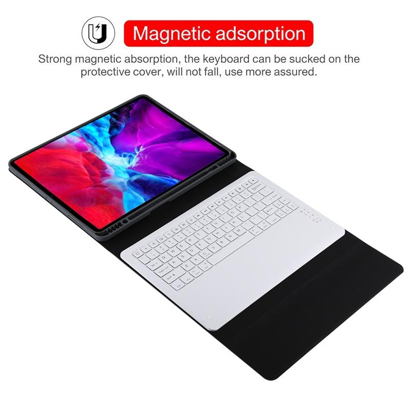 12.9 Ipad Pro 2020 Bluetooth Leather Case With Detachable Holder - Blue 8