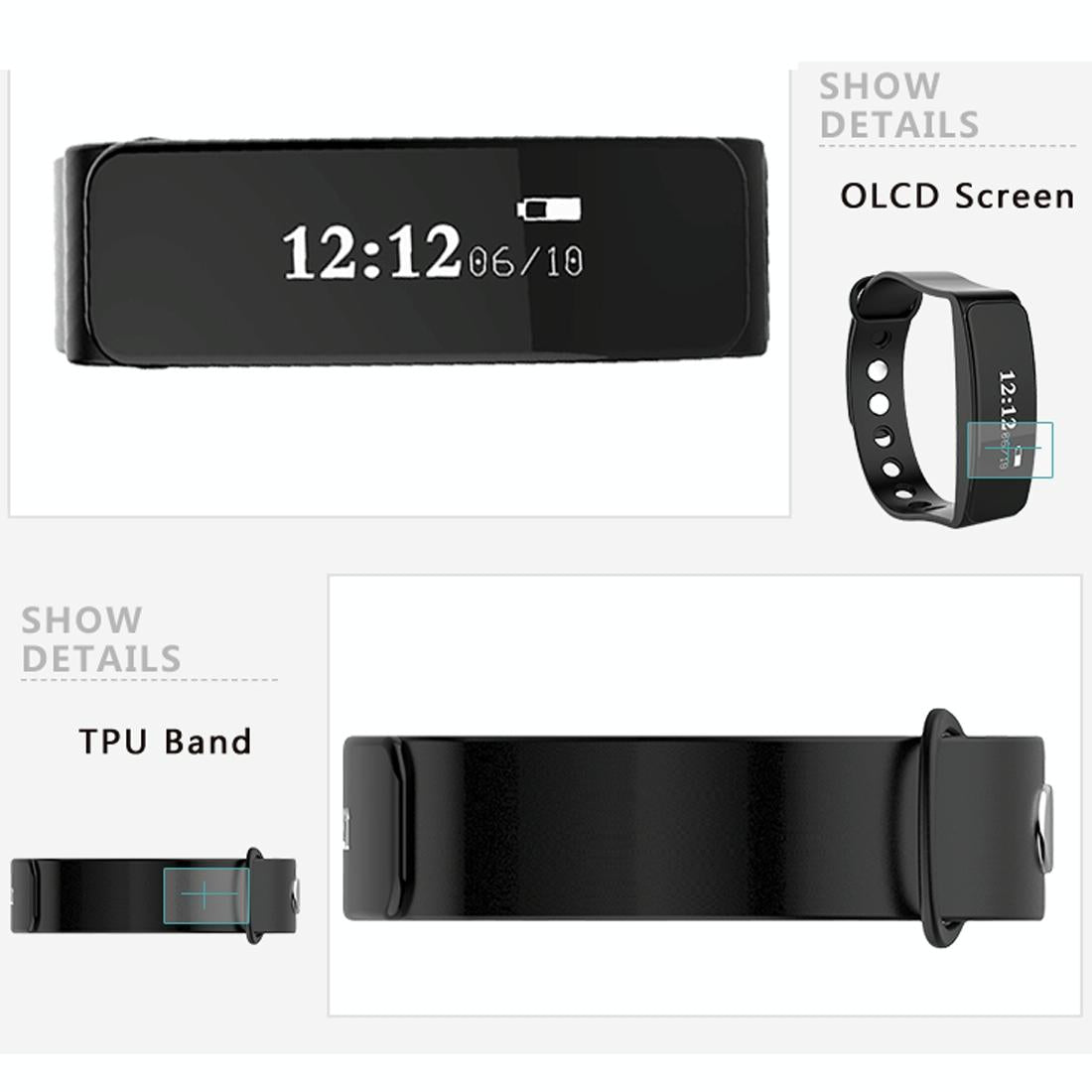 Waterproof Oled Bluetooth Smart Bracelet With Pedometer And Remote Capture For Android / Ios - Blue 6