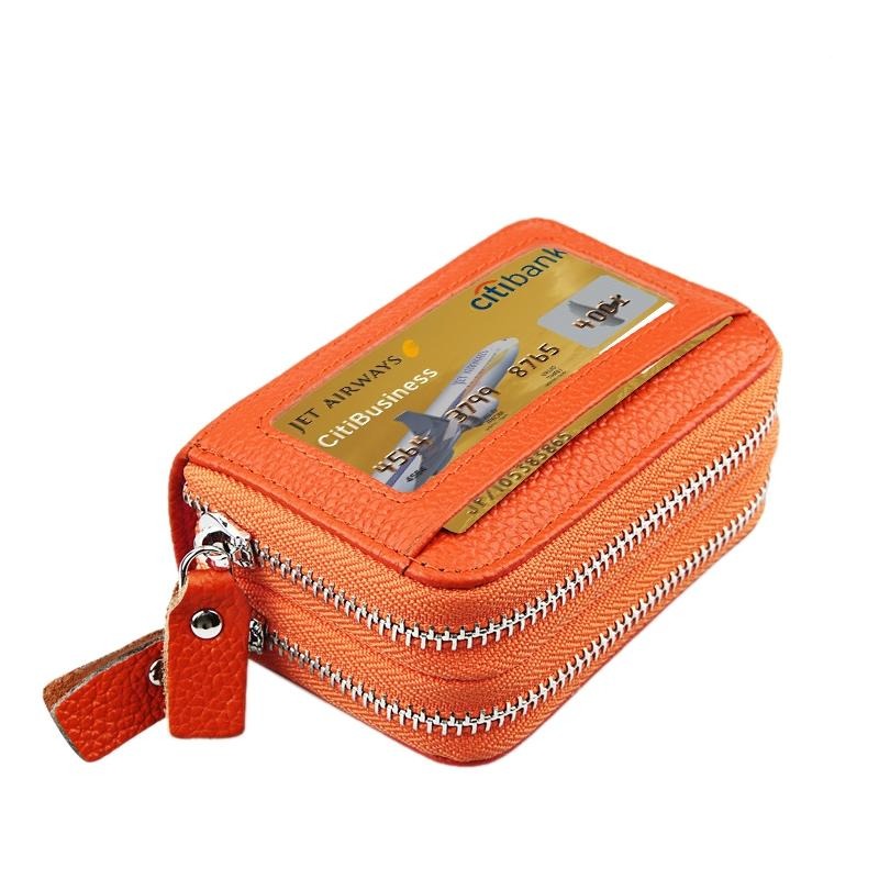11-slot Rfid Blocking Leather Card Holder Wallet with Coin Pocket - Blue
