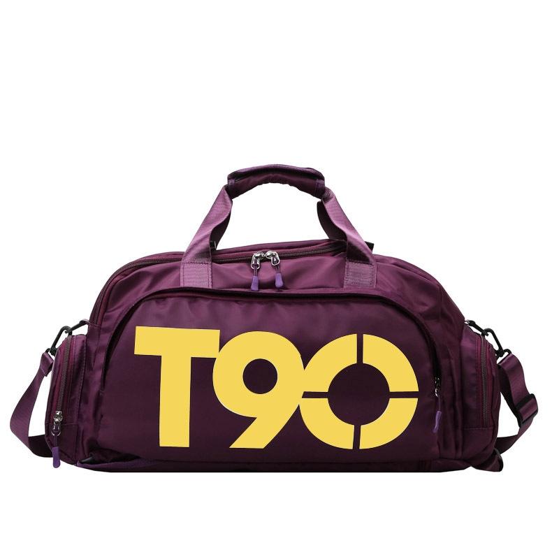 Large Capacity Sports Bag With Wet / Dry Separation - Purple Yellow
