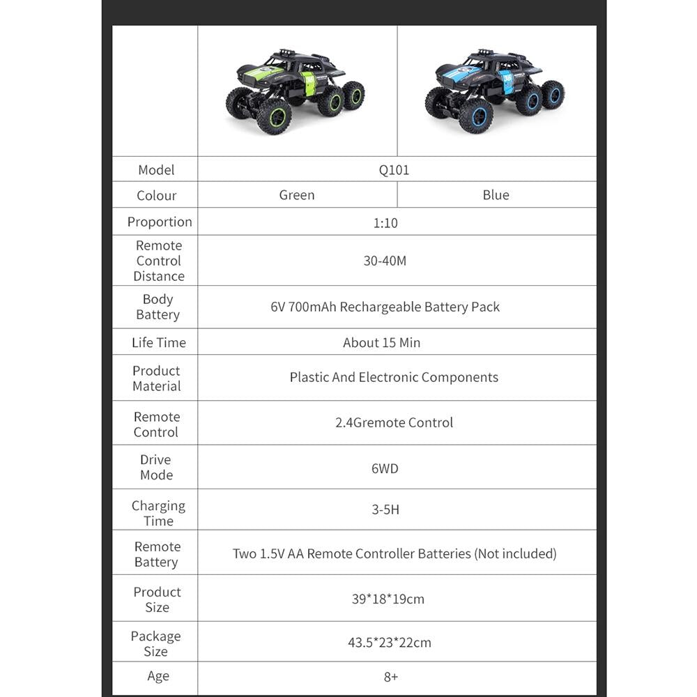6-drive 2.4g Rc Off-road Car - Remote Control Vehicle - Blue 7