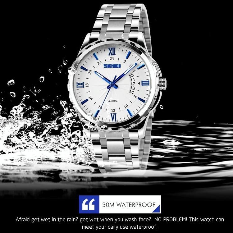 Waterproof Silver Shell Quartz Watch - Multifunctional Outdoor Fashion - Blue 8