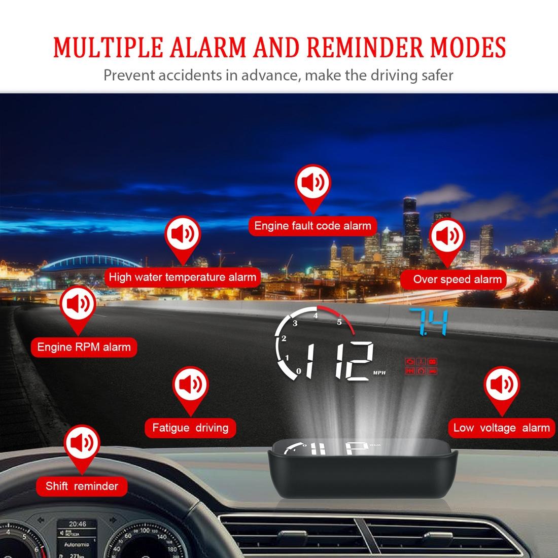 Universal Car Obd2 Hud 3.5 Inch Vehicle Head Up Display - Blue 8