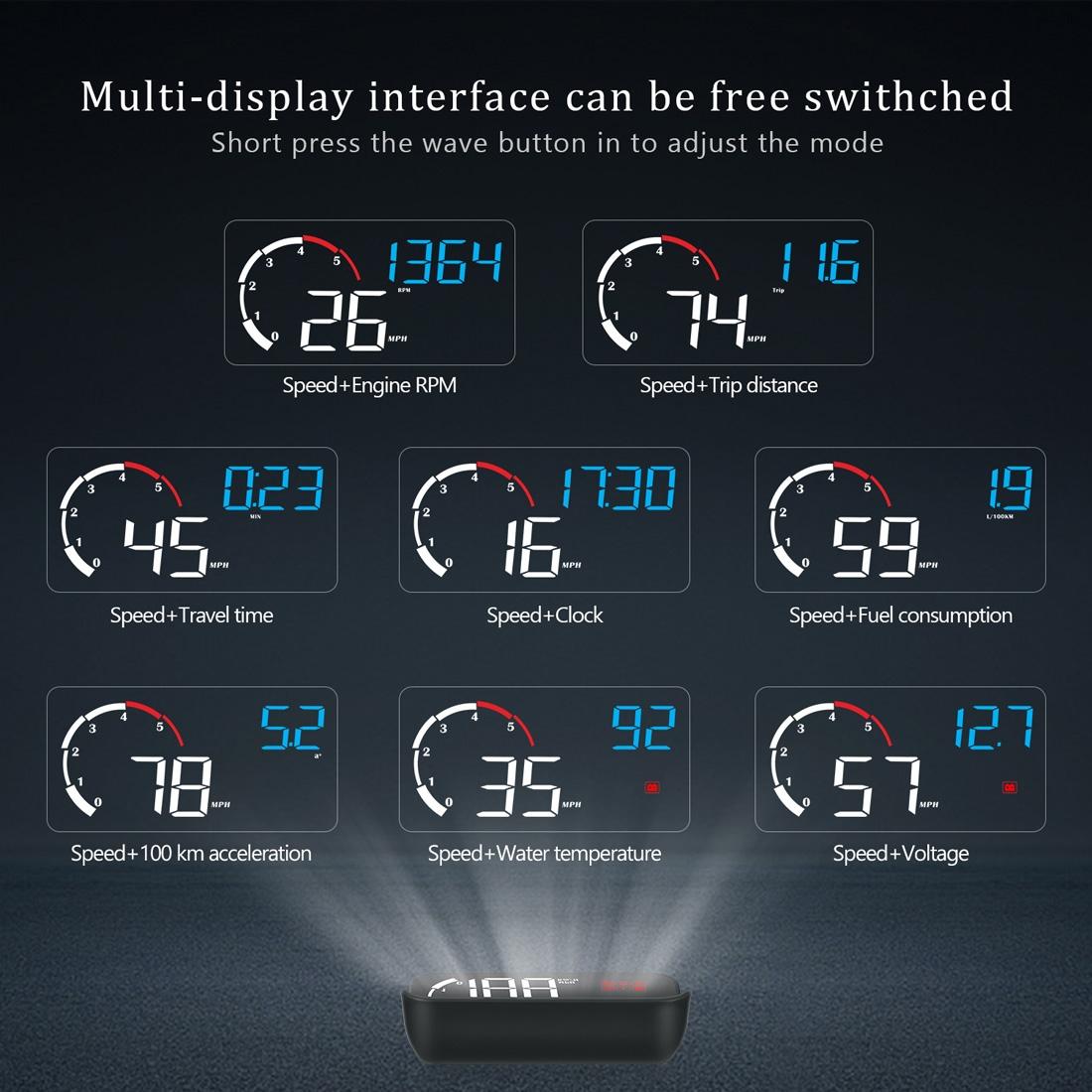 Universal Car Obd2 Hud 3.5 Inch Vehicle Head Up Display - Blue 9