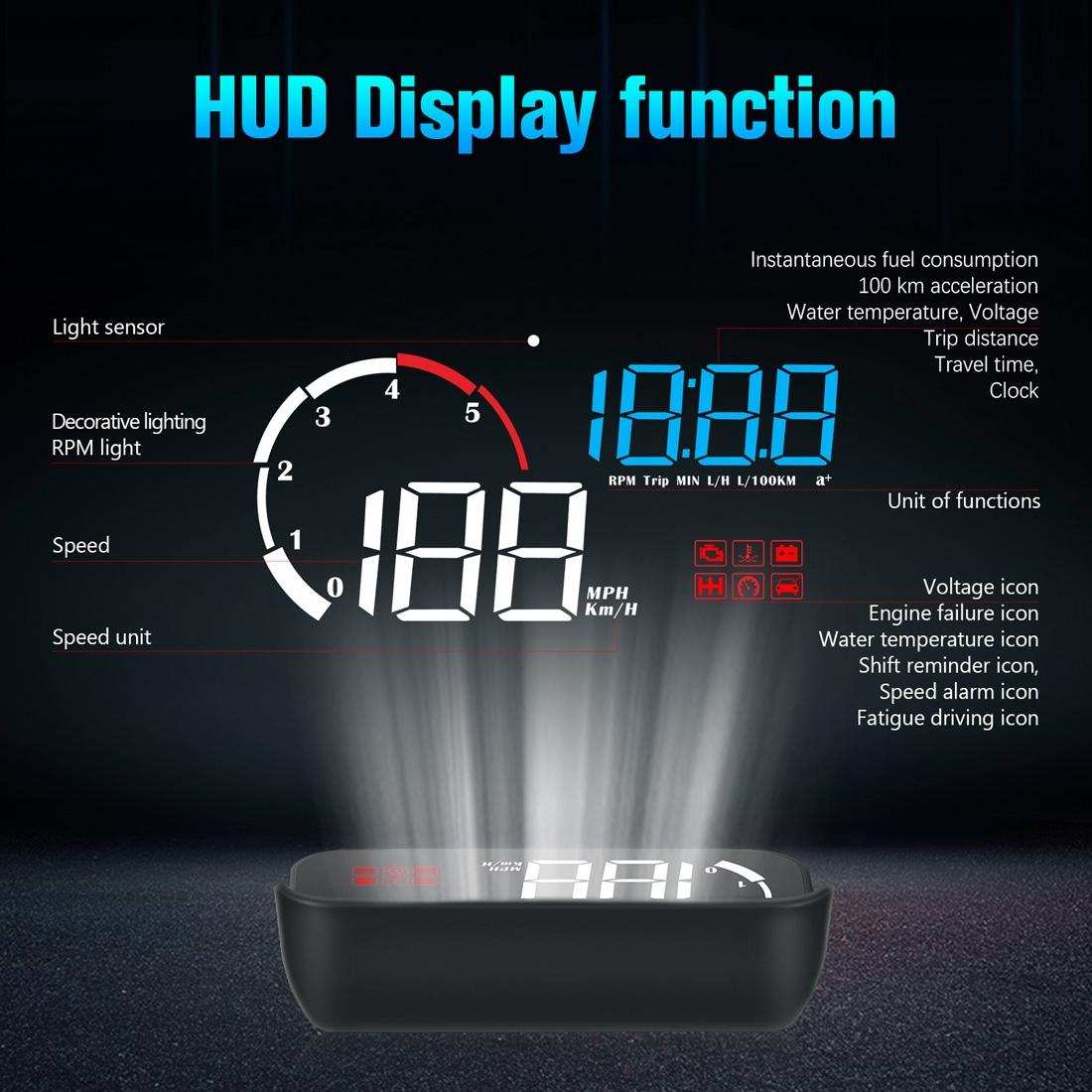 Universal Car Obd2 Hud 3.5 Inch Vehicle Head Up Display - Blue 11