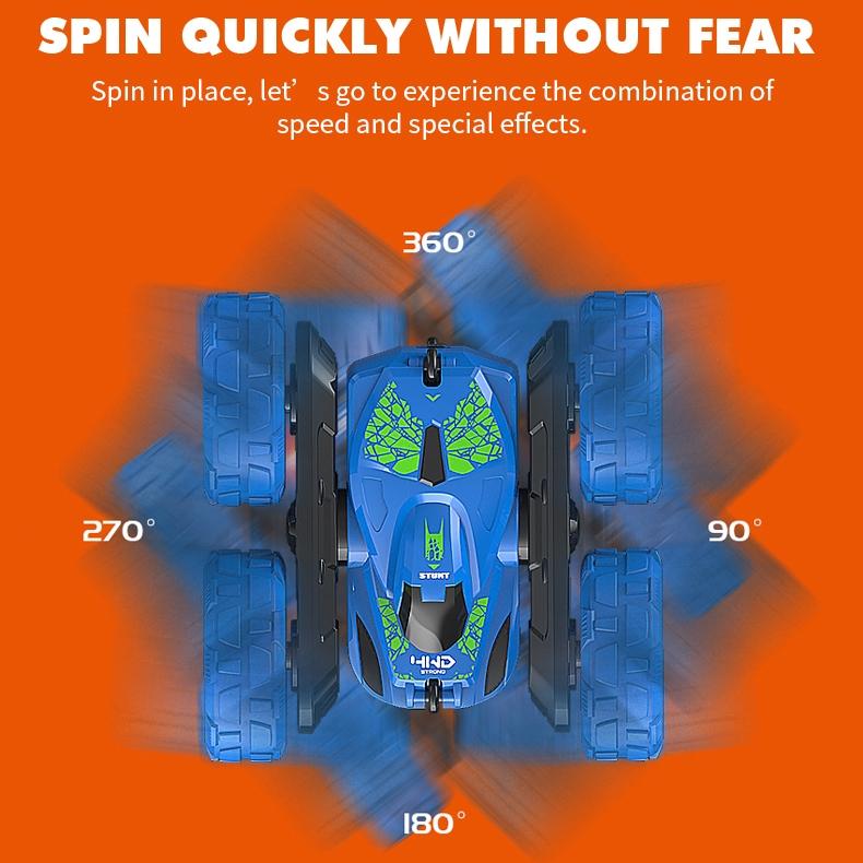 Blue Stunt Tumbling Car Toy with 2.4ghz Remote Control 4