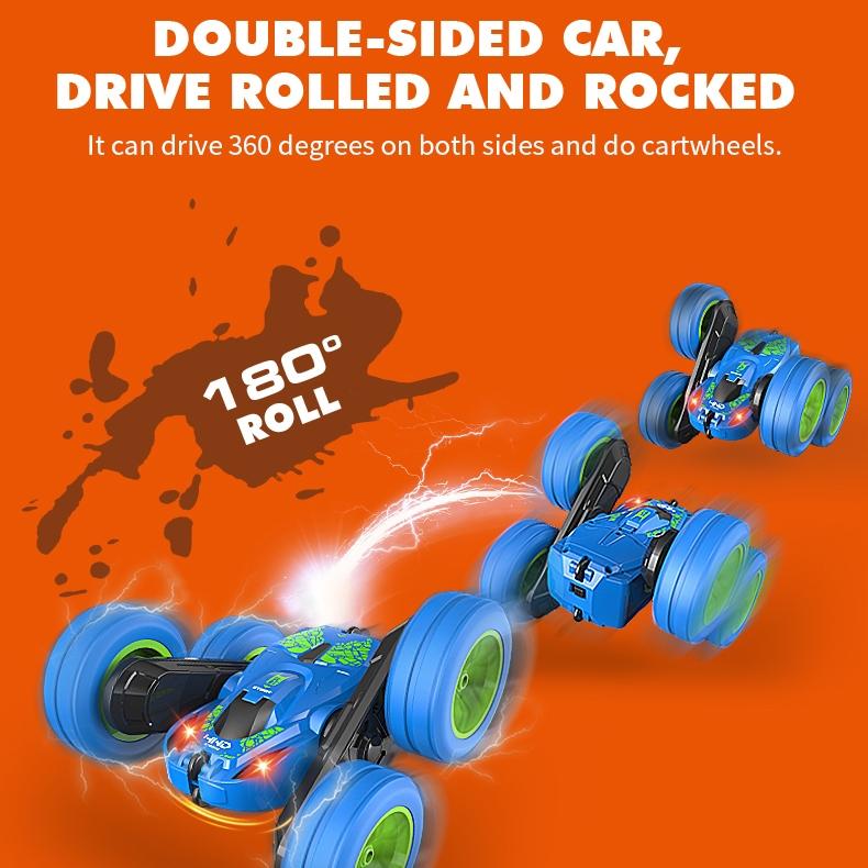 Blue Stunt Tumbling Car Toy with 2.4ghz Remote Control 5