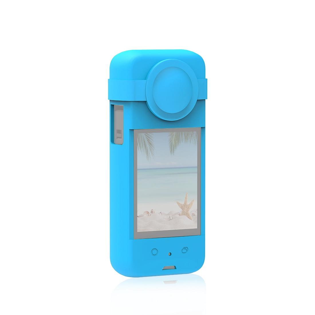Silicone Protective Case with Lens Cover for Insta360 X3 - Blue 14