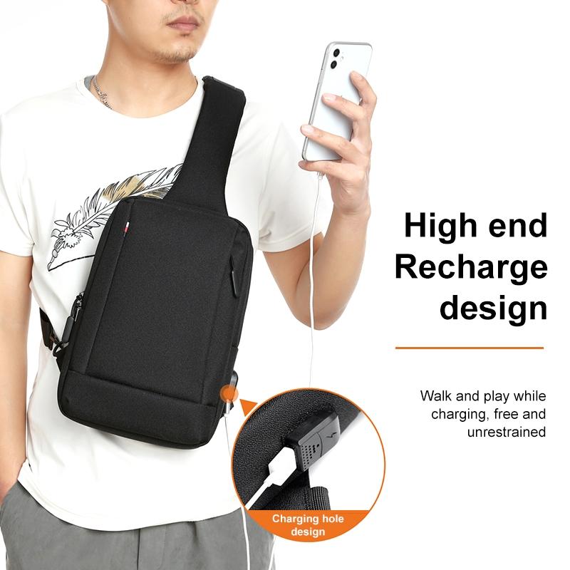 Business Chest Bag Oxford Cloth One Shoulder Crossbody - Blue 15