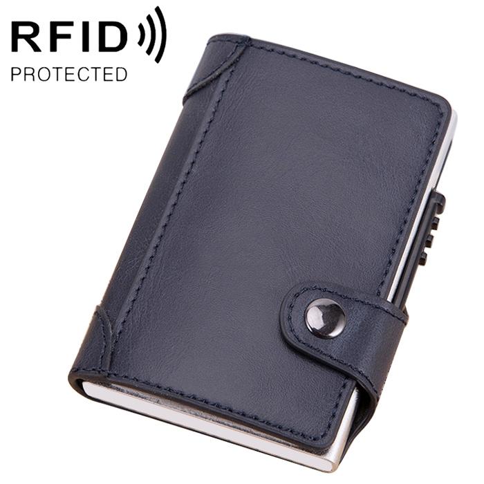 Rfid-blocking Leather Wallet with Card Slots - Blue