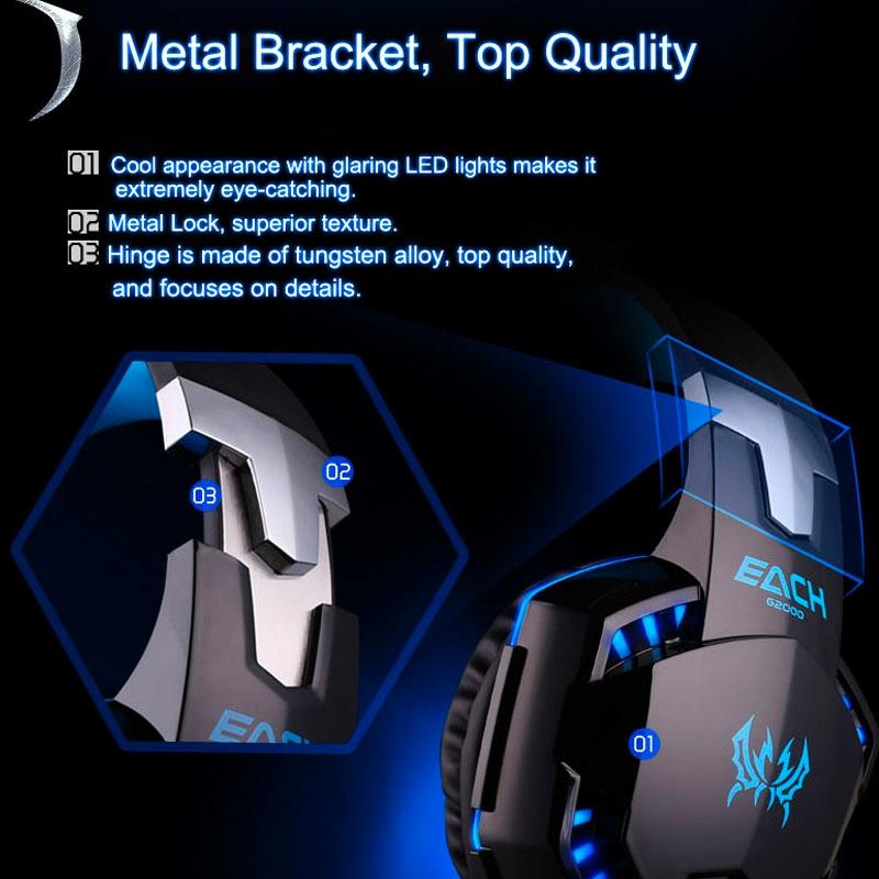 Over-Ear Gaming Headset With Mic & Led Light 2.2M Cable - Blue 10