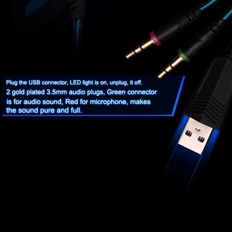 Over-Ear Gaming Headset With Mic & Led Light 2.2M Cable - Blue 13