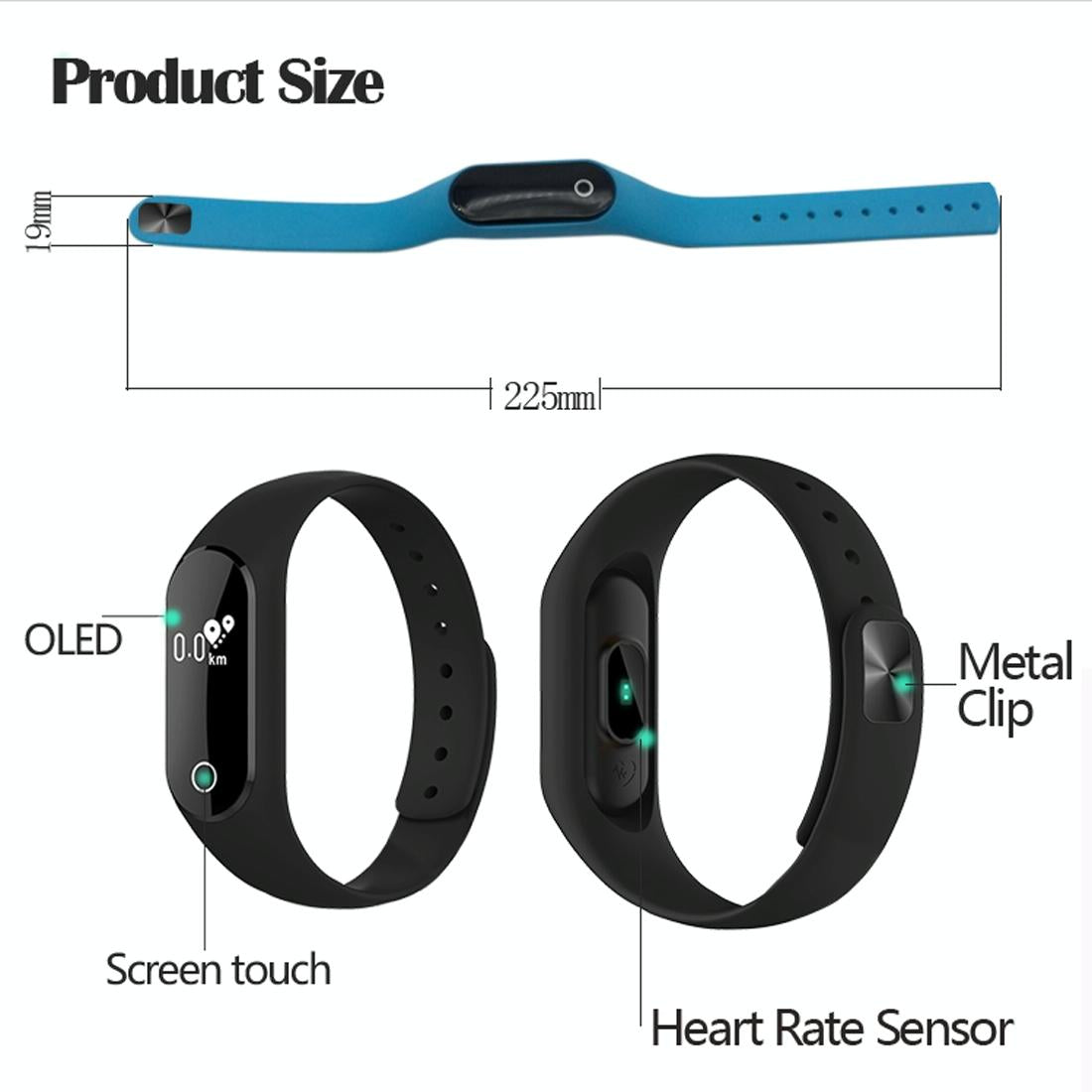 Waterproof Oled Smart Bracelet With Bluetooth Hr Monitor Pedometer And Remote Capture For Android / Ios - Blue 5