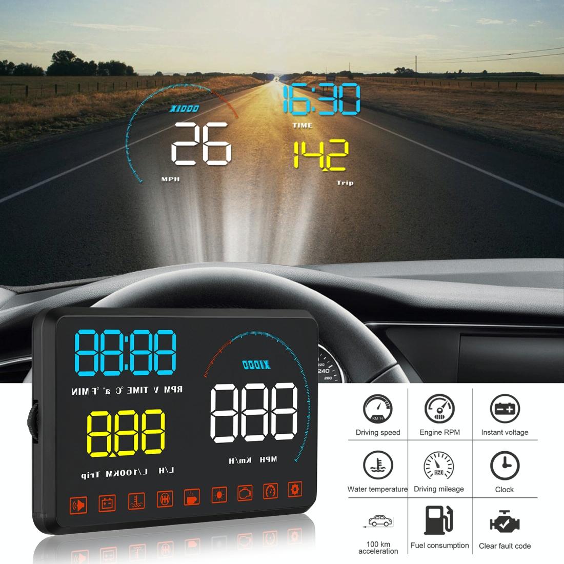 Universal Car Obd2 Hud 5.5 Inch Display Blue 4