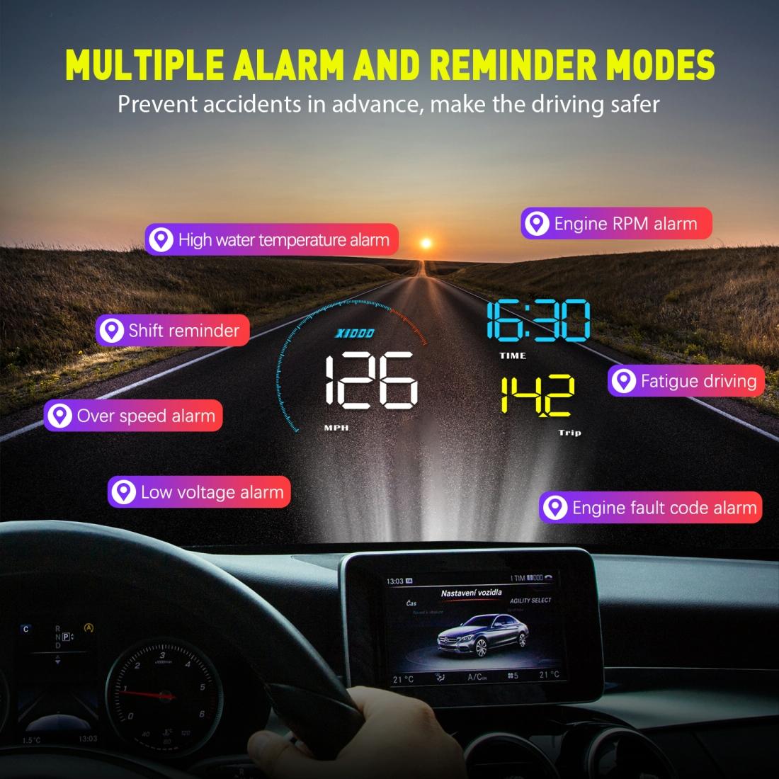 Universal Car Obd2 Hud 5.5 Inch Display Blue 7